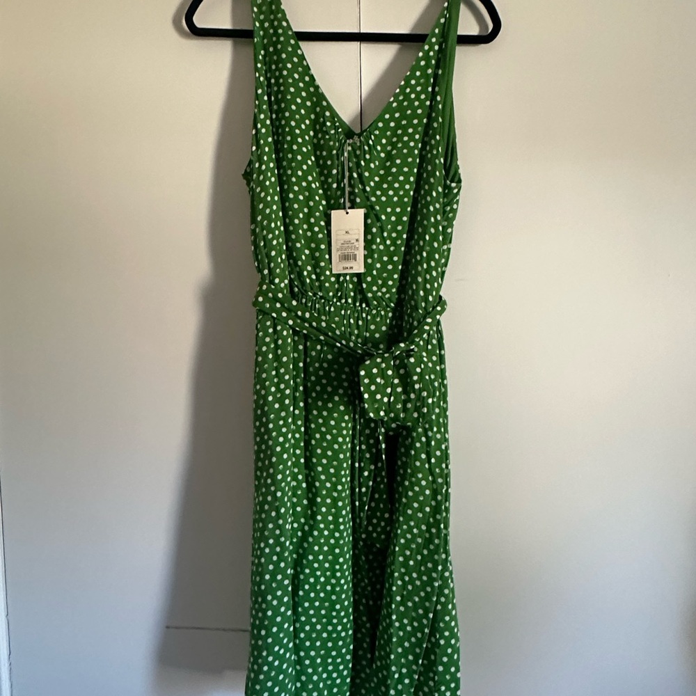 Green Polka Dot Sleeveless Jumpsuit